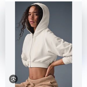 ALO Yoga white cropped hoodie
